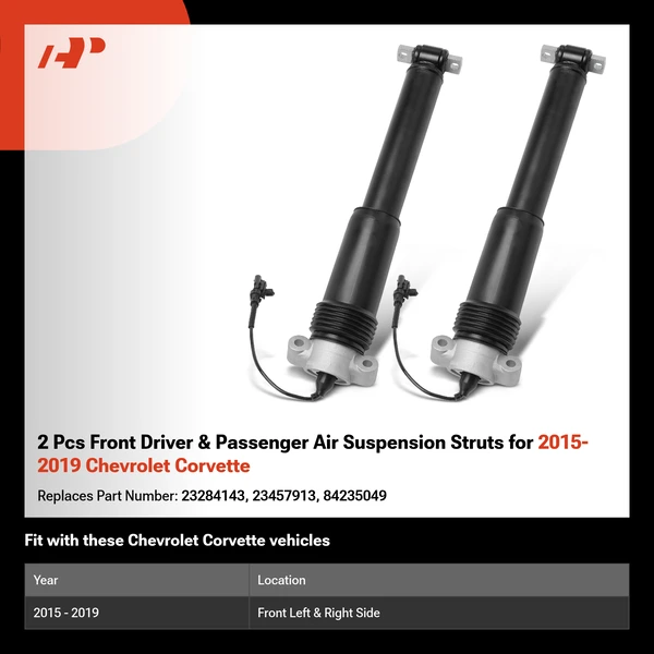 2 Pcs Front Driver & Passenger Air Suspension Struts for 2015-2019 Chevrolet Corvette
