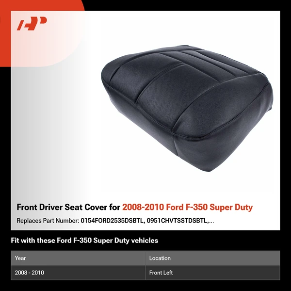 Front Driver Seat Cover for 2008-2010 Ford F-350 Super Duty