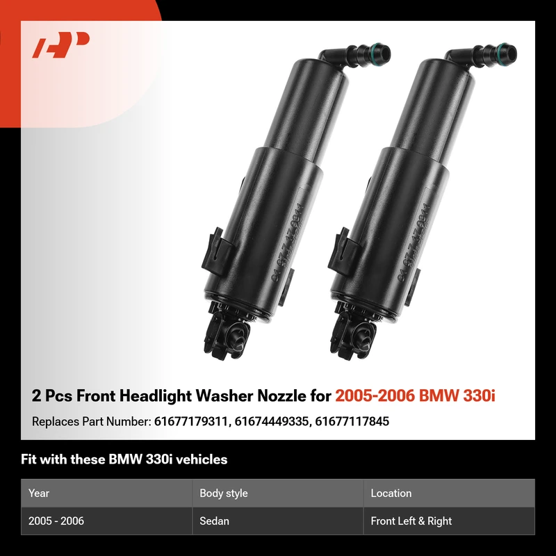 2 Pcs Front Headlight Washer Nozzle for 2005-2006 BMW 330i
