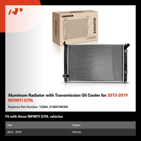 Aluminum Radiator with Transmission Oil Cooler for 2015-2019 INFINITI Q70L