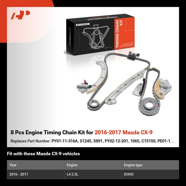 8 Pcs Engine Timing Chain Kit for 2016-2017 Mazda CX-9