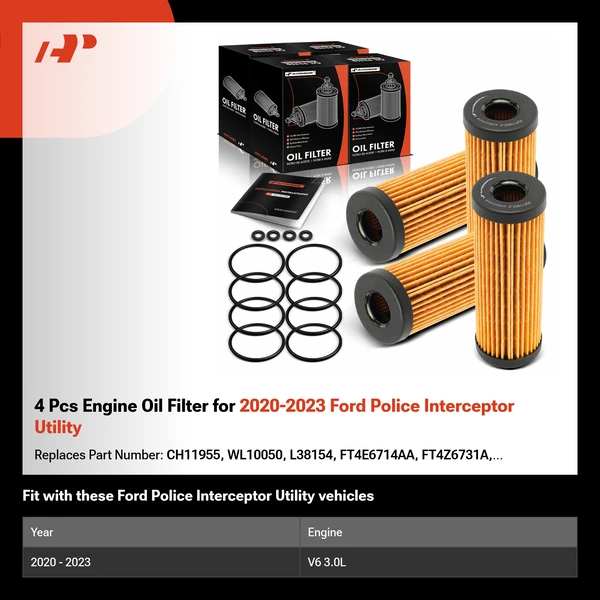 4 Pcs Engine Oil Filter for 2020-2023 Ford Police Interceptor Utility