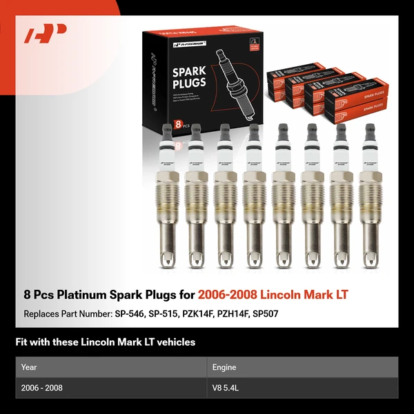8 Pcs Platinum Spark Plugs for 2006-2008 Lincoln Mark LT