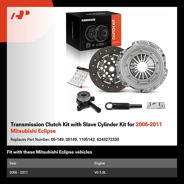 Transmission Clutch Kit with Slave Cylinder Kit for 2006-2011 Mitsubishi Eclipse