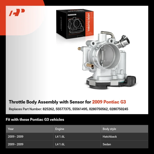 Throttle Body Assembly with Sensor for 2009 Pontiac G3