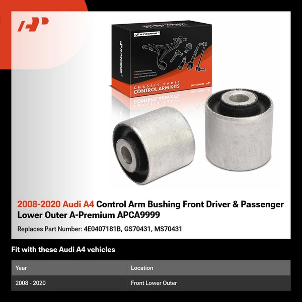 2008-2020 Audi A4 Control Arm Bushing Front Driver & Passenger Lower Outer A-Premium APCA9999