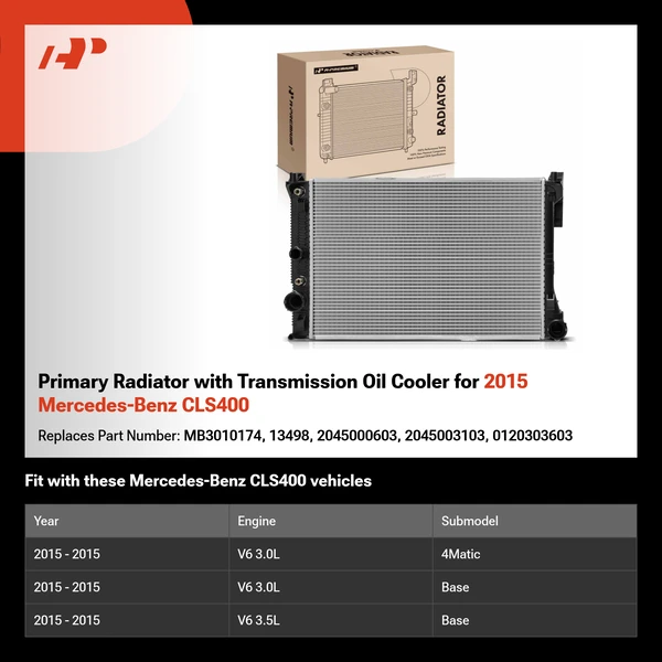 Primary Radiator with Transmission Oil Cooler for 2015 Mercedes-Benz CLS400
