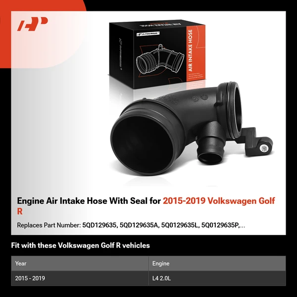Engine Air Intake Hose With Seal for 2015-2019 Volkswagen Golf R