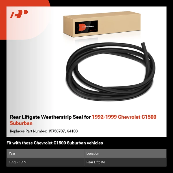 Rear Liftgate Weatherstrip Seal for 1992-1999 Chevrolet C1500 Suburban