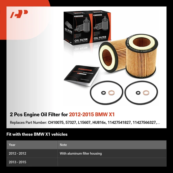 2 Pcs Engine Oil Filter for 2012-2015 BMW X1