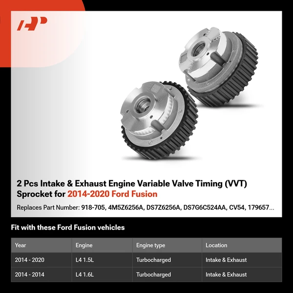 2 Pcs Intake & Exhaust Engine Variable Valve Timing (VVT) Sprocket for 2014-2020 Ford Fusion