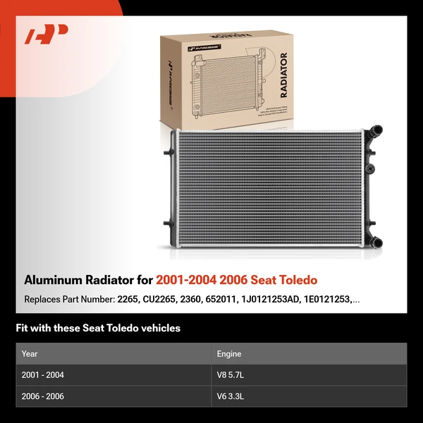Aluminum Radiator for 2001-2004 2006 Seat Toledo