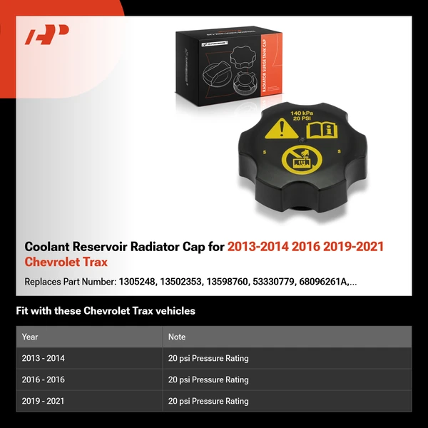 Coolant Reservoir Radiator Cap for 2013-2014 2016 2019-2021 Chevrolet Trax