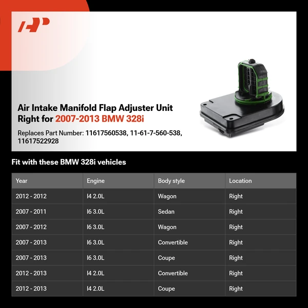Air Intake Manifold Flap Adjuster Unit Right for 2007-2013 BMW 328i