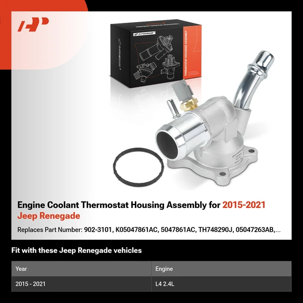 Engine Coolant Thermostat Housing Assembly for 2015-2021 Jeep Renegade