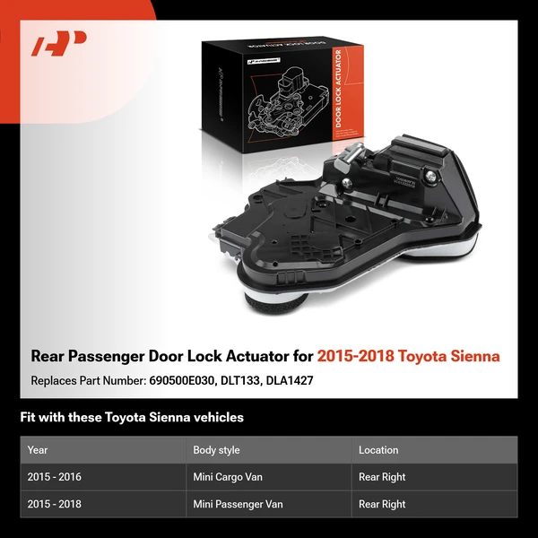 Rear Passenger Door Lock Actuator for 2015-2018 Toyota Sienna