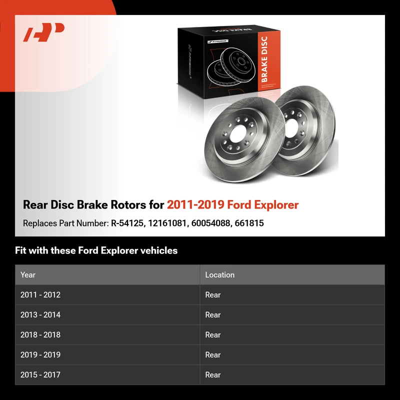 Rear Disc Brake Rotors for 2011-2019 Ford Explorer