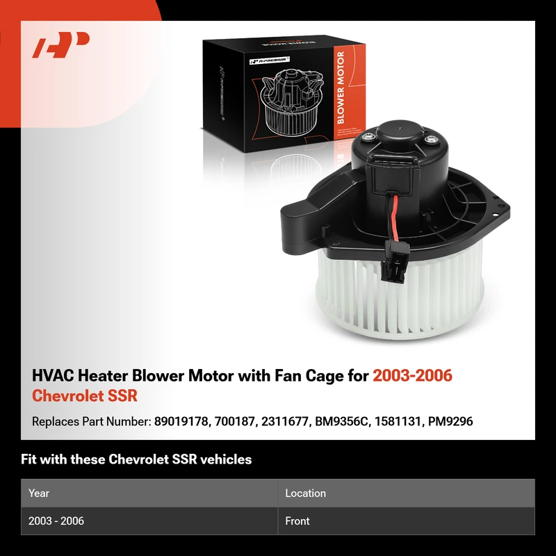 HVAC Heater Blower Motor with Fan Cage for 2003-2006 Chevrolet SSR