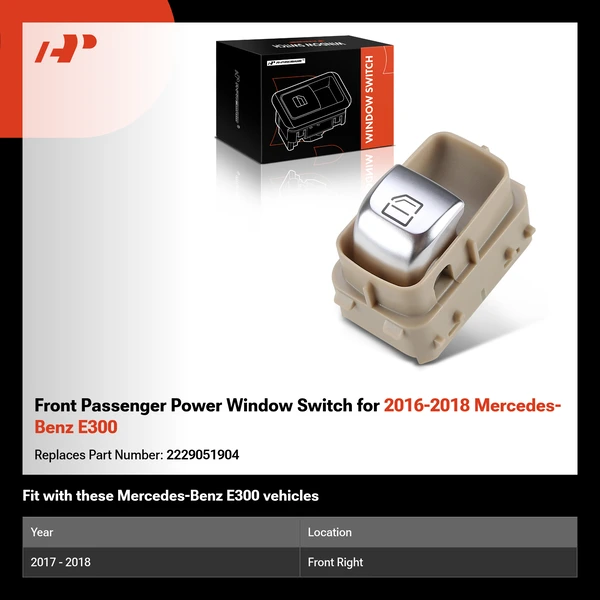 Front Passenger Power Window Switch for 2016-2018 Mercedes-Benz E300