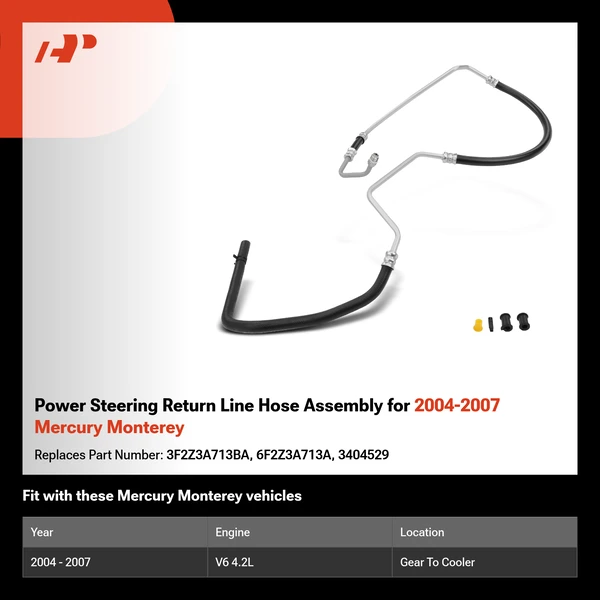 Power Steering Return Line Hose Assembly for 2004-2007 Mercury Monterey