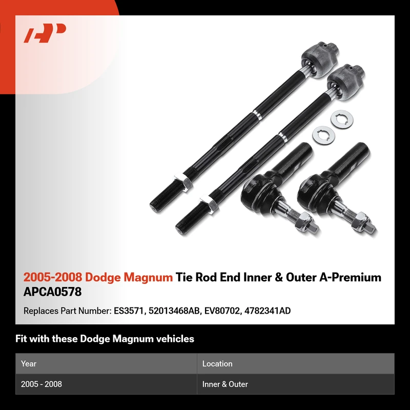 2005-2008 Dodge Magnum Tie Rod End Inner & Outer A-Premium APCA0578