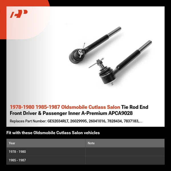 1978-1980 1985-1987 Oldsmobile Cutlass Salon Tie Rod End Front Driver & Passenger Inner A-Premium APCA9028