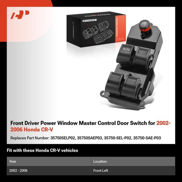 Front Driver Power Window Master Control Door Switch for 2002-2006 Honda CR-V
