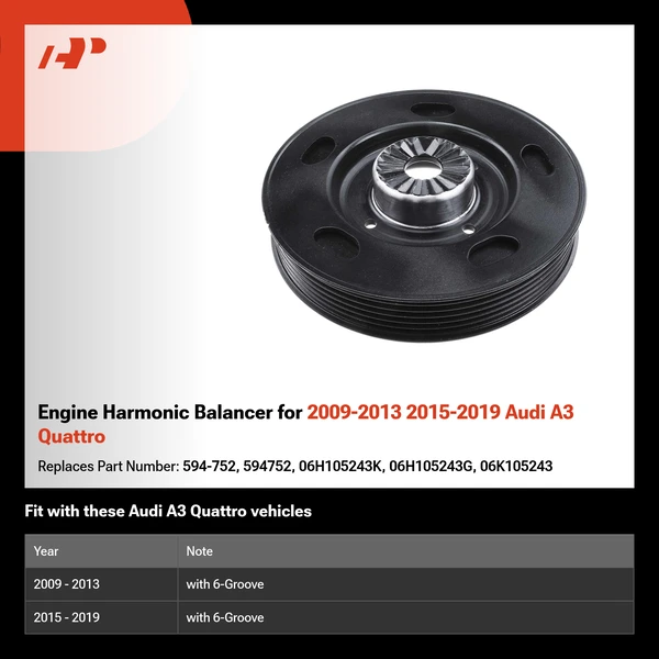 Engine Harmonic Balancer for 2009-2013 2015-2019 Audi A3 Quattro