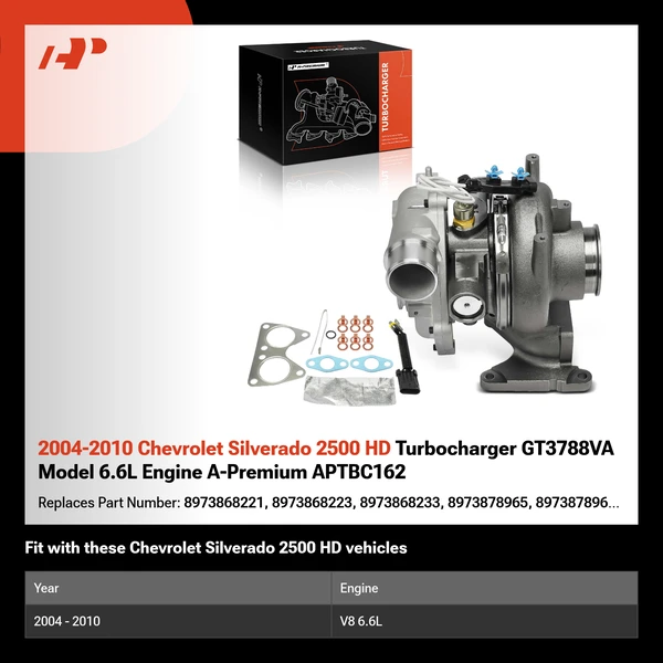 2004-2010 Chevrolet Silverado 2500 HD Turbocharger GT3788VA Model 6.6L Engine A-Premium APTBC162