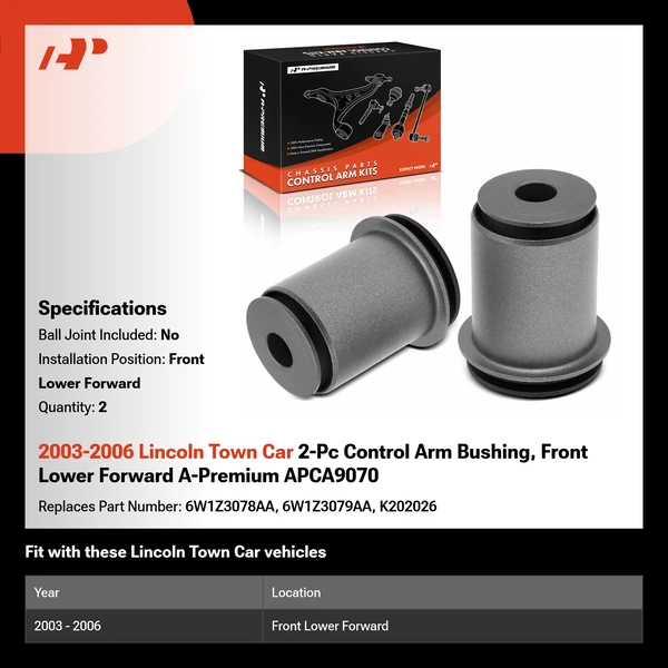 2003-2006 Lincoln Town Car 2-Pc Control Arm Bushing, Front Lower Forward A-Premium APCA9070