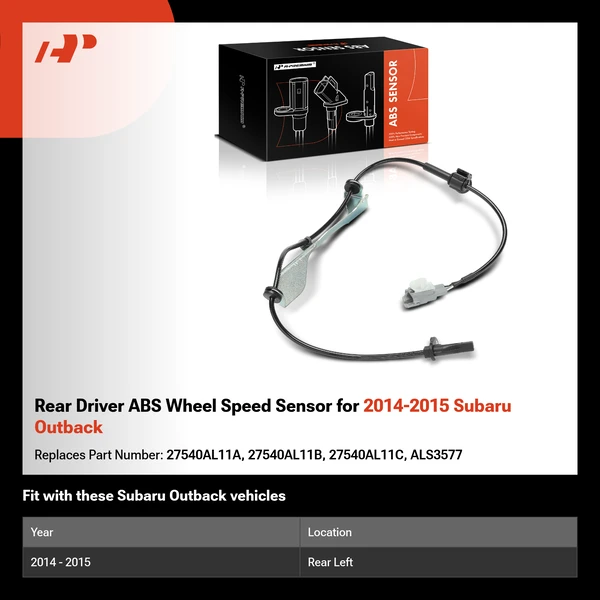 Rear Driver ABS Wheel Speed Sensor for 2014-2015 Subaru Outback