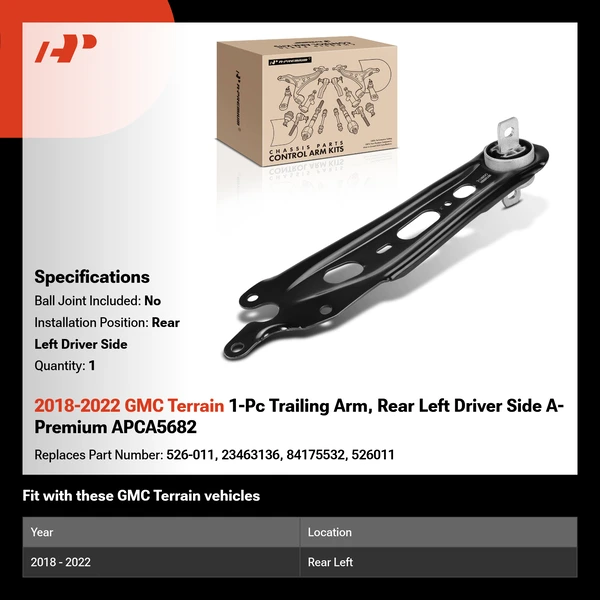 2018-2022 GMC Terrain 1-Pc Trailing Arm, Rear Left Driver Side A-Premium APCA5682
