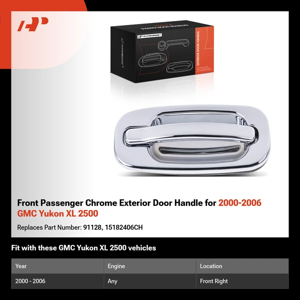 Front Passenger Chrome Exterior Door Handle for 2000-2006 GMC Yukon XL 2500