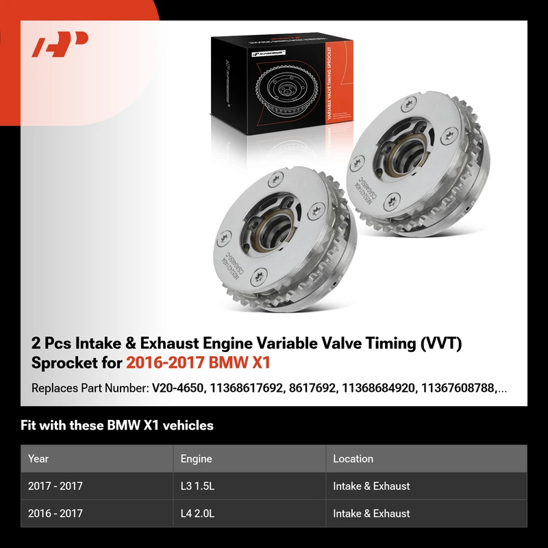 2 Pcs Intake & Exhaust Engine Variable Valve Timing (VVT) Sprocket for 2016-2017 BMW X1