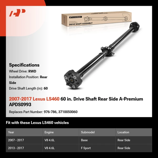 2007-2017 Lexus LS460 60 in. Drive Shaft Rear Side A-Premium APDS0993