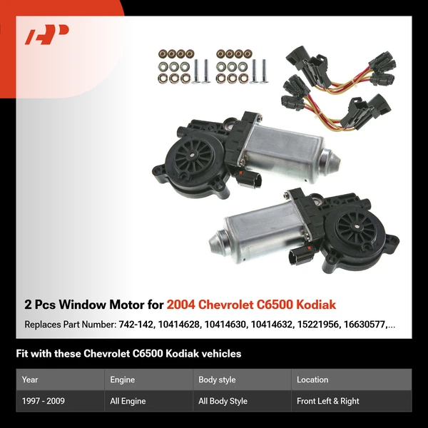 2 Pcs Window Motor for 2004 Chevrolet C6500 Kodiak