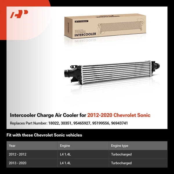 Intercooler Charge Air Cooler for 2012-2020 Chevrolet Sonic