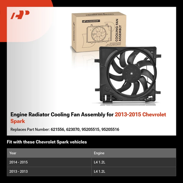 Engine Radiator Cooling Fan Assembly for 2013-2015 Chevrolet Spark