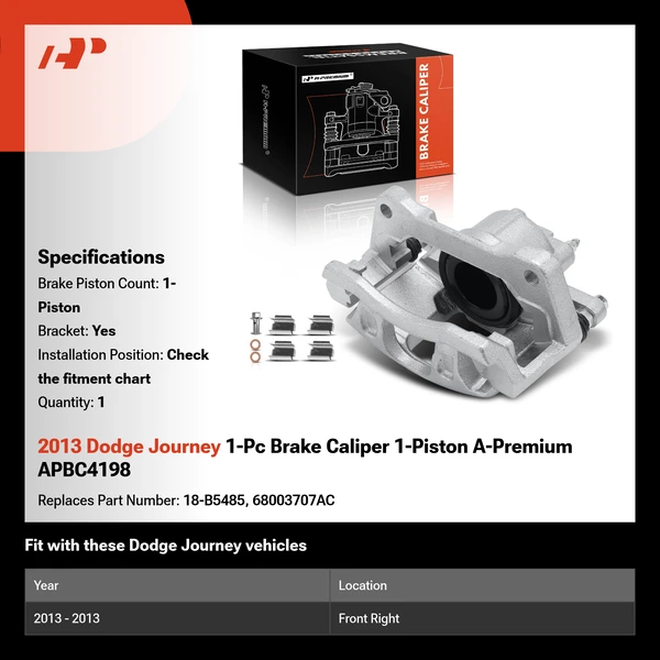 2013 Dodge Journey 1-Pc Brake Caliper 1-Piston A-Premium APBC4198