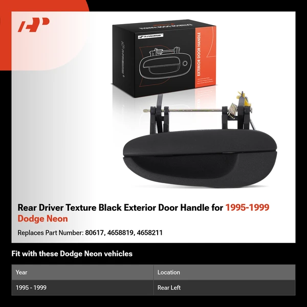 Rear Driver Texture Black Exterior Door Handle for 1995-1999 Dodge Neon