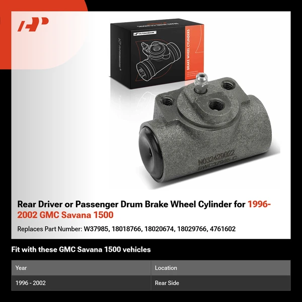 Rear Driver or Passenger Drum Brake Wheel Cylinder for 1996-2002 GMC Savana 1500