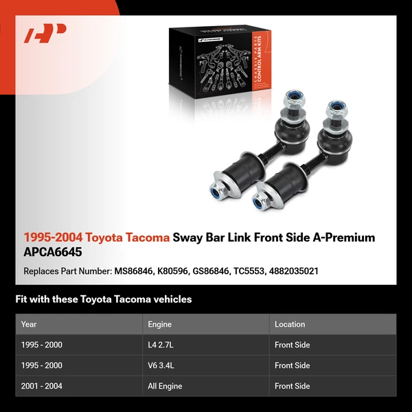 1995-2004 Toyota Tacoma Sway Bar Link Front Side A-Premium APCA6645