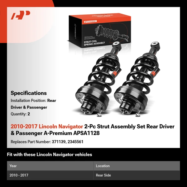 2010-2017 Lincoln Navigator 2-Pc Strut Assembly Set Rear Driver & Passenger A-Premium APSA1128