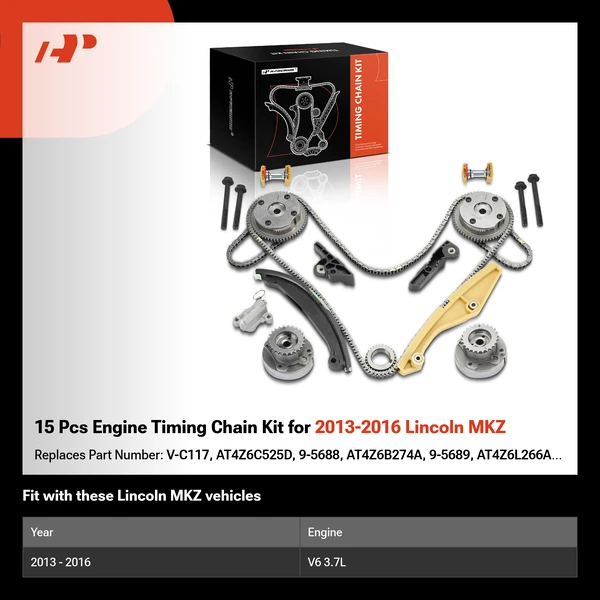 15 Pcs Engine Timing Chain Kit for 2013-2016 Lincoln MKZ