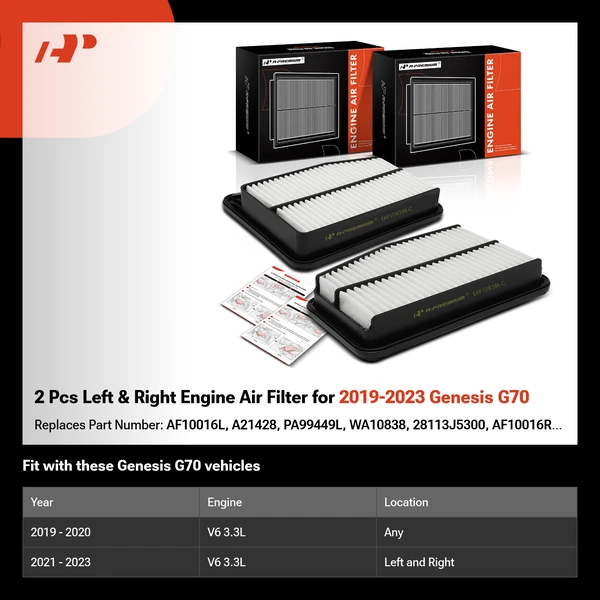 2 Pcs Left & Right Engine Air Filter for 2019-2023 Genesis G70