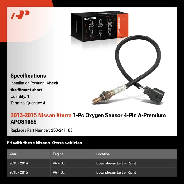 2013-2015 Nissan Xterra 1-Pc Oxygen Sensor 4-Pin A-Premium APOS1055