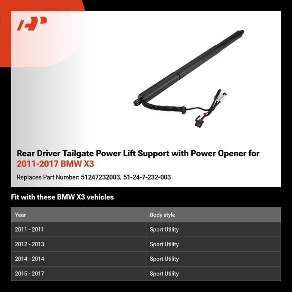 Rear Driver Tailgate Power Lift Support with Power Opener for 2011-2017 BMW X3