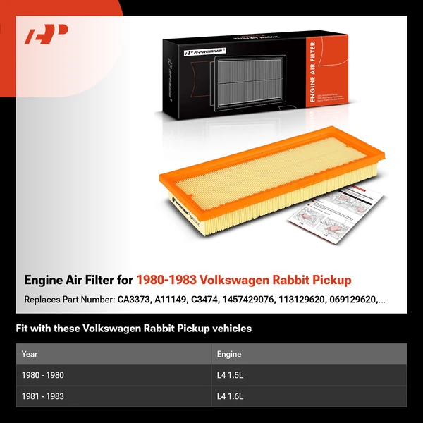 Engine Air Filter for 1980-1983 Volkswagen Rabbit Pickup