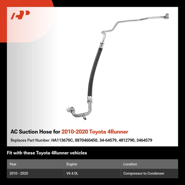AC Suction Hose for 2010-2020 Toyota 4Runner