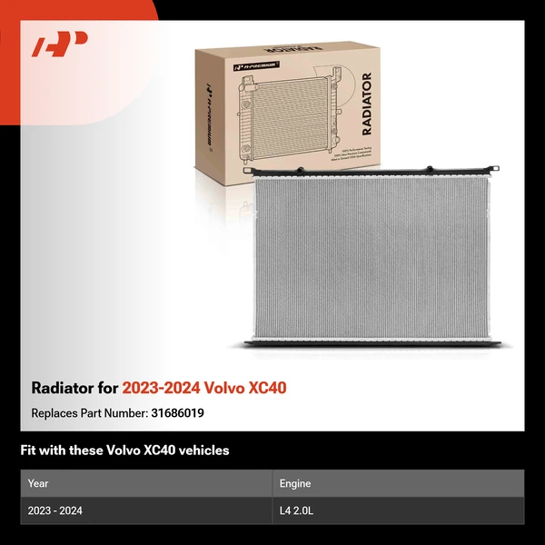 Radiator for 2023-2024 Volvo XC40